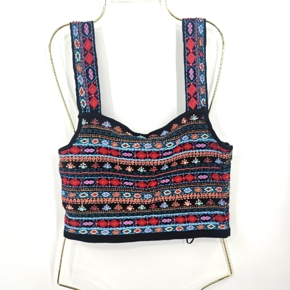 Zara Beaded Embroidered Boho Crop Top‎ | Size S | Festival Tribal Vibes